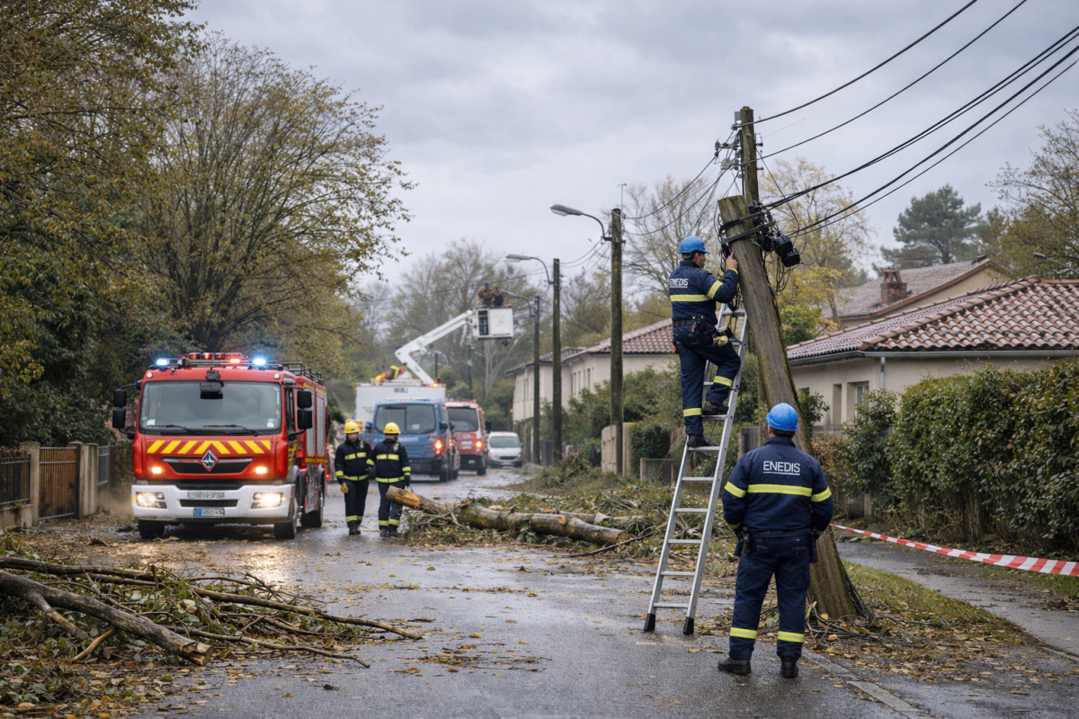 Tempête Nils en Gironde : 110 000 foyers toujours privés d’électricité, vigilance rouge maintenue pour la Garonne