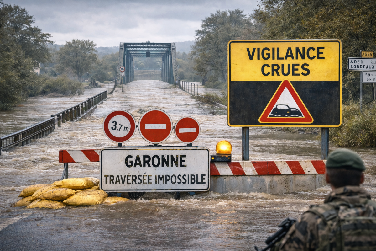 🌊 Crues en Gironde : débordements en cours sur la Garonne, routes et ponts fermés